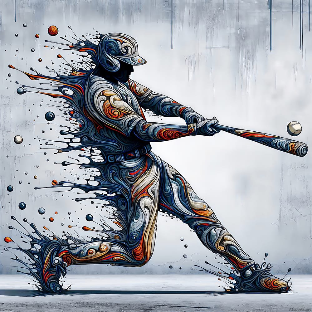 Primal Swing - Digital Baseball Abstract Paint AI Art