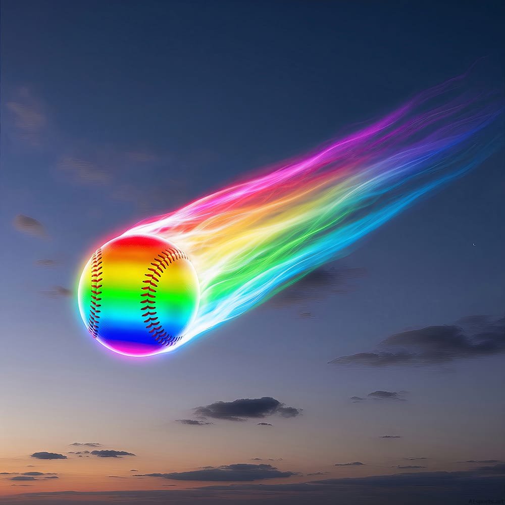 Rainbow Comet - Digital Baseball Surrealism / Fantasy AI Art