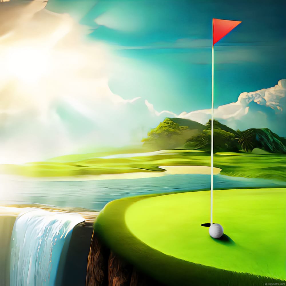 Heaven's Golf Putt -  Digital Golf Fantasy Landscape Illustration AI Art