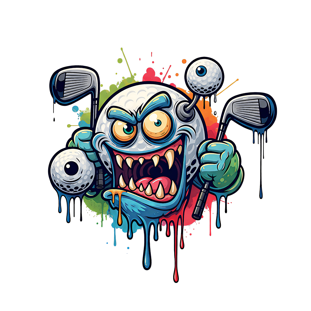Angry Drippin' Golf Ball - Digital Golf Logo / Paint / Graffiti AI Art