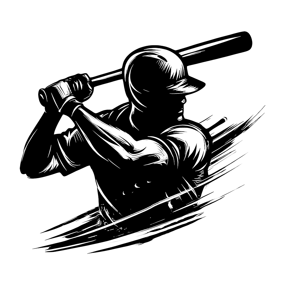 Silhouette Swinger - Negative Space, High-Contrast Logo Illustration Baseball AI Art