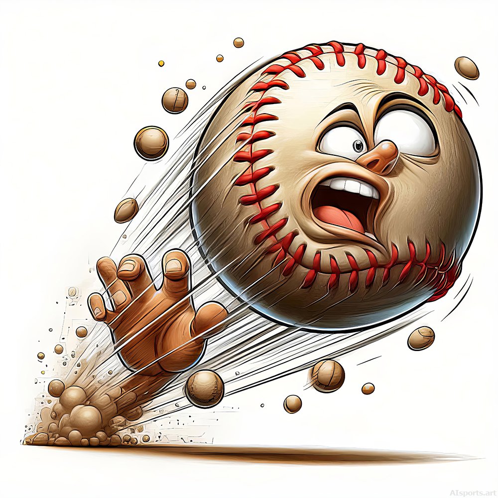Screamin' Knuckleball - Exaggerated Expression, 3D Rendering Character Illustration, Digital Baseball AI Art