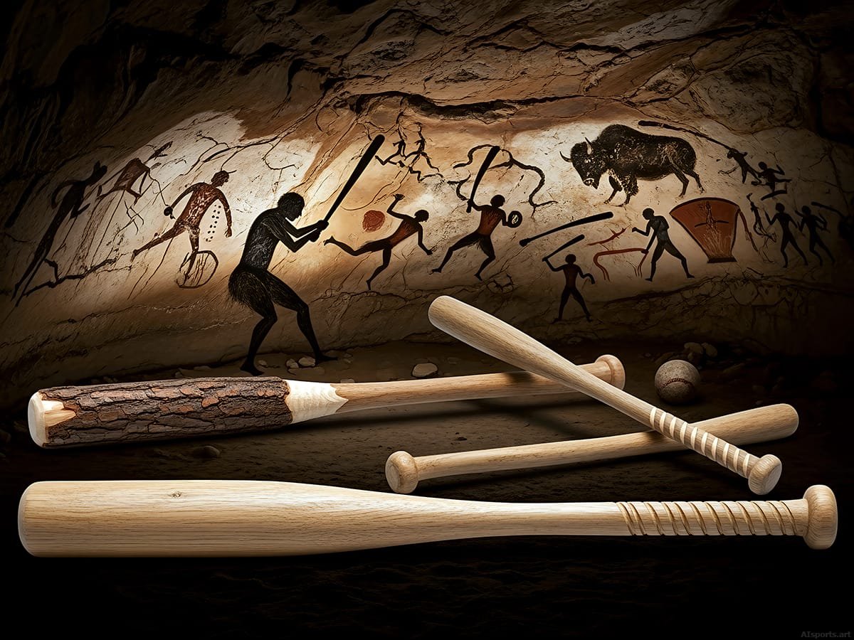 Historic Man Cave - Faux-Cave Painting / Parietal Art, Primitive Art, Digital Baseball AI Art