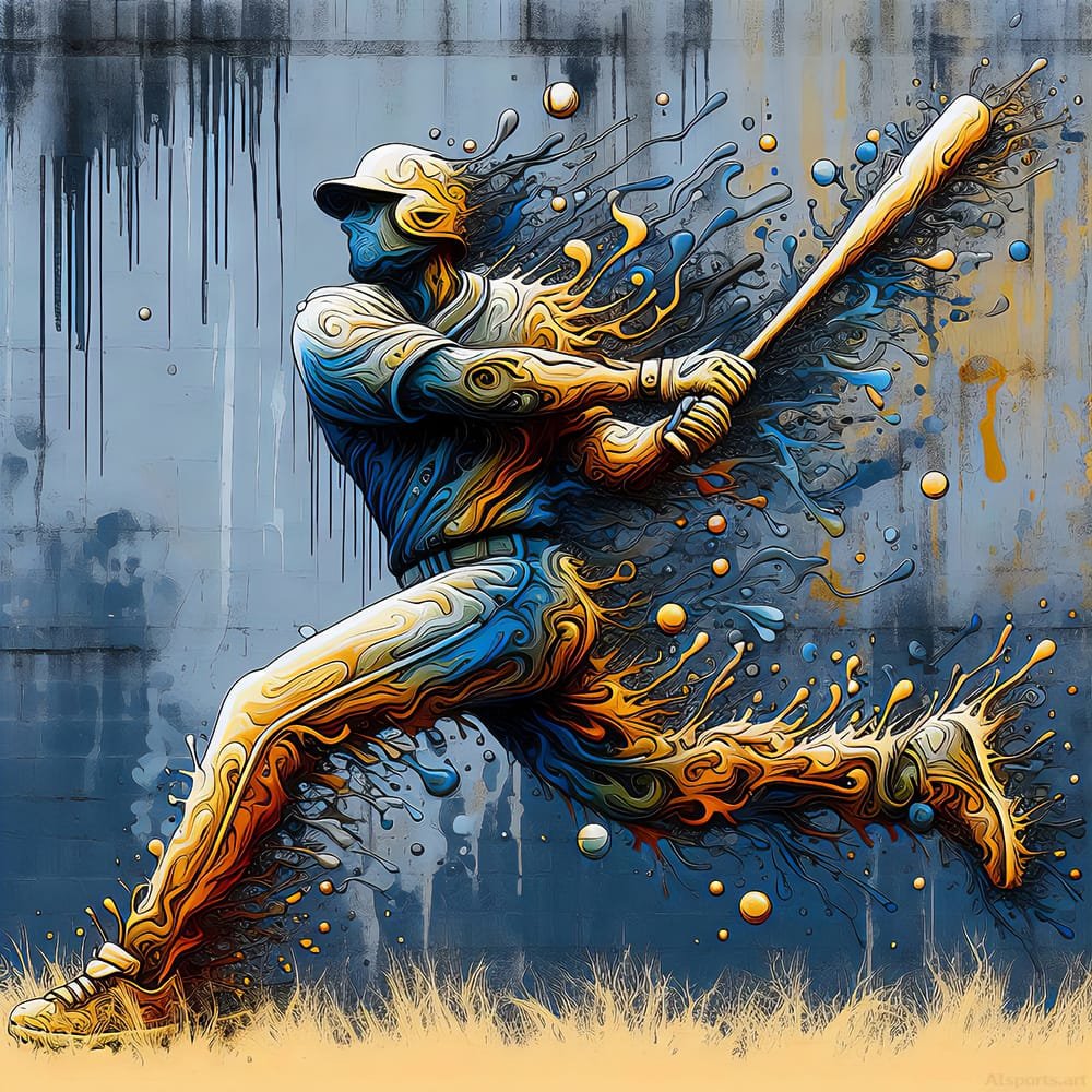 Liquid Velocity Swing - Splash Art / Dispersion, Street Art / Graffiti Style, Abstract Realism Digital Baseball AI Art