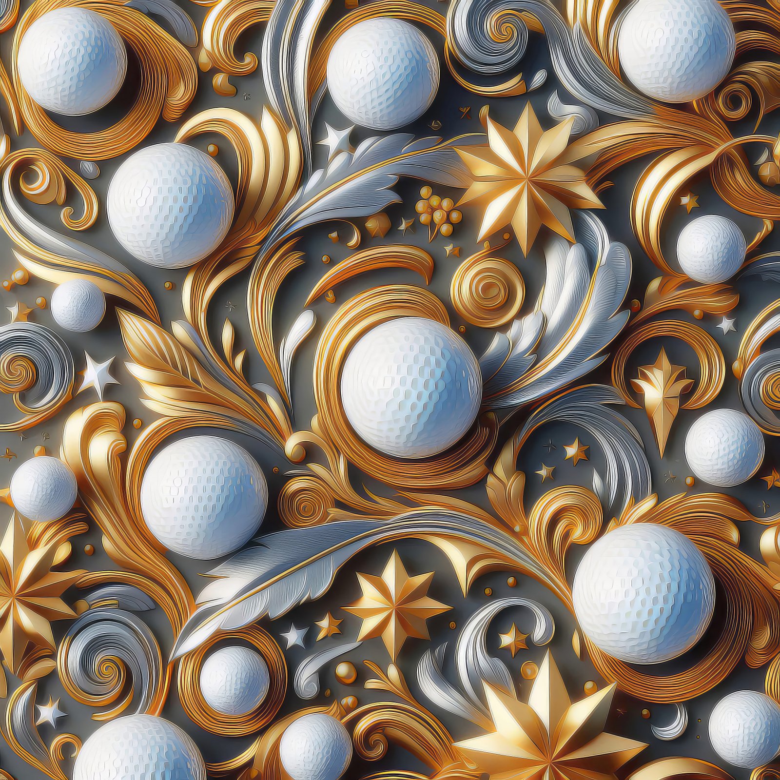 Royal Links Golf Pattern - 3D Digital Patterns, Classic Ornamental Image / Art, Digital Golf AI Art