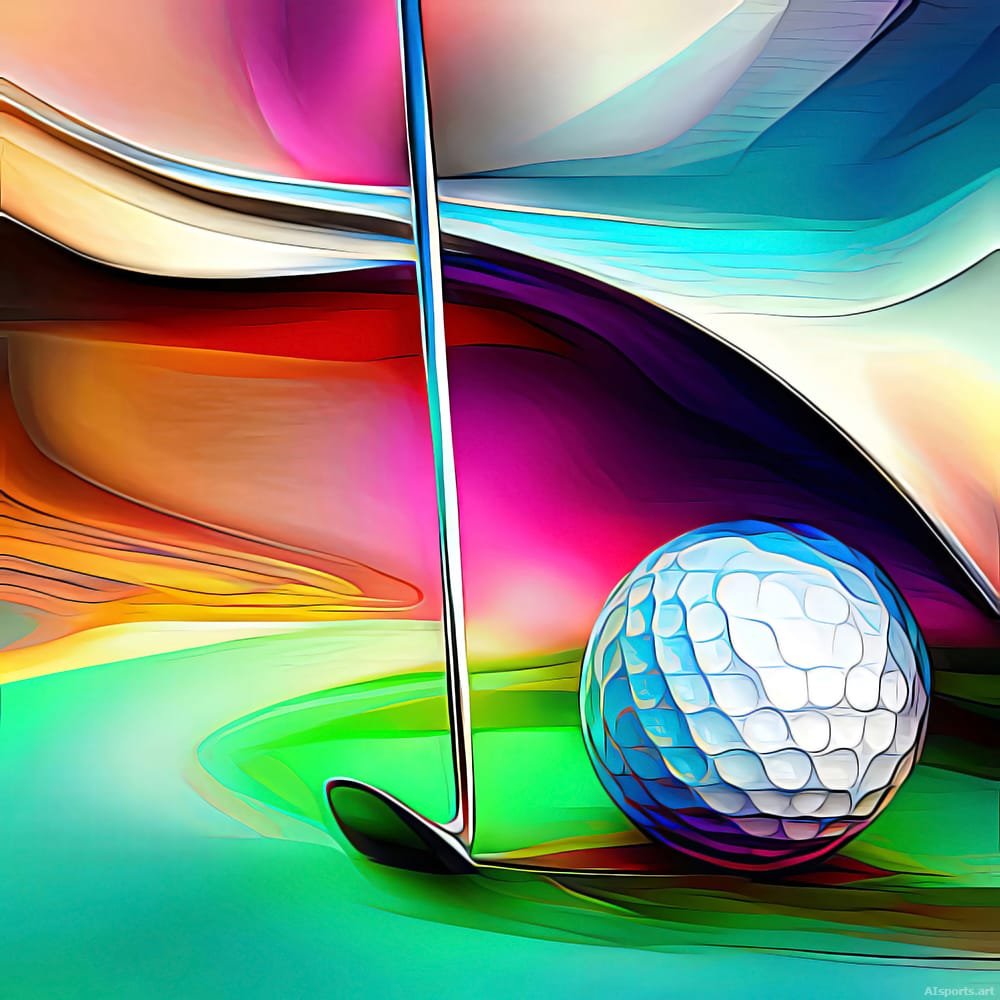 Warped Drive - Abstract Digital Surrealism, Fluid Golf Art, Metallic & Glossy Image, Digital Golf AI Art