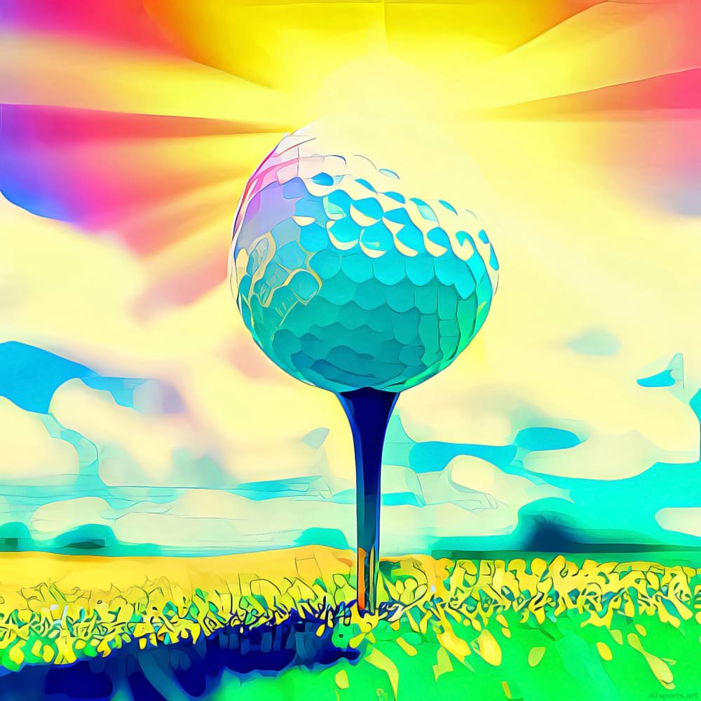 Morning Glory Tee - Vibrant / Hyper-Color Sports Image, Golf Ball on Tee, Digital Golf AI Art