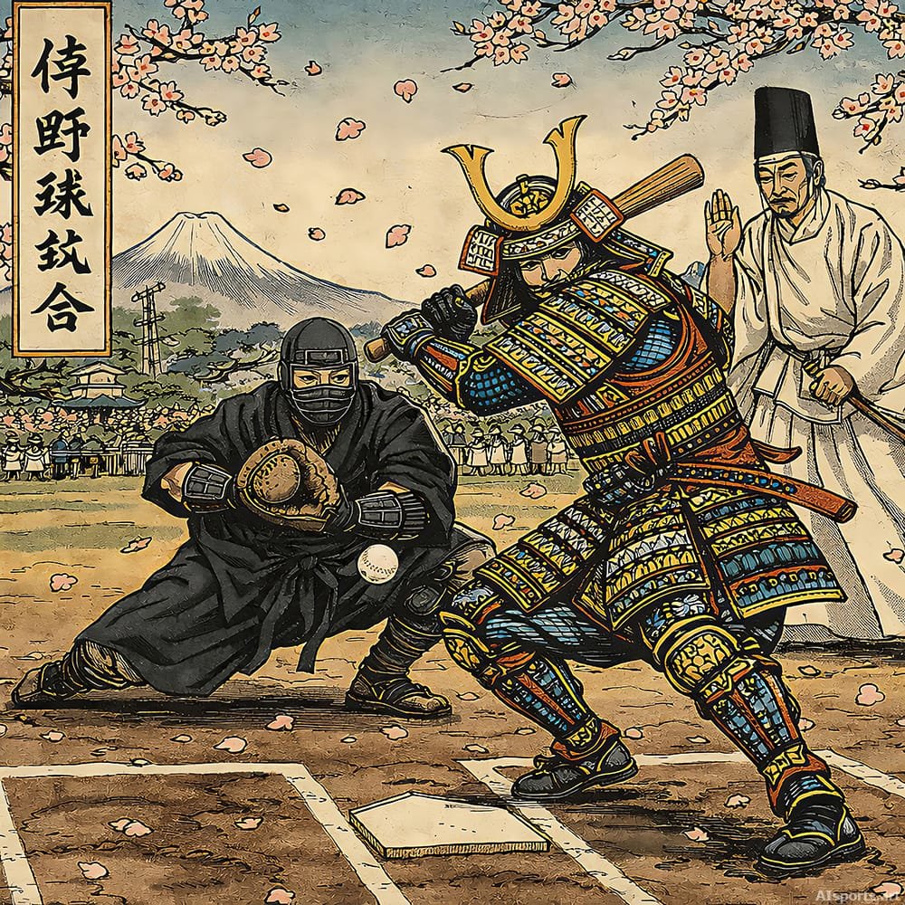 The Shogun’s Series - Baseball Ukiyo-e Image, Iconic Symbolism Art, Digital Baseball AI Art