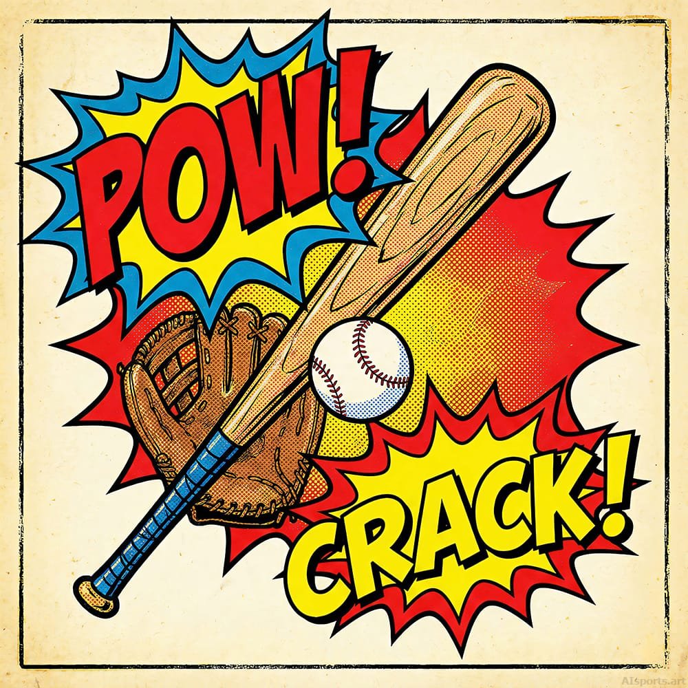 Baseball Action - Pop Art, Baseball Image, Digital Baseball AI Art
