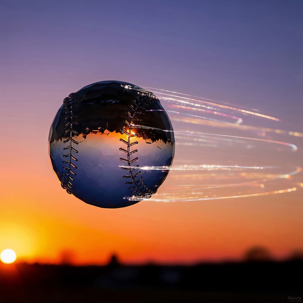 Sun Refraction Ball - 3D Fantasy Baseball Image, Hyper-Realism Art, Digital Baseball AI Art