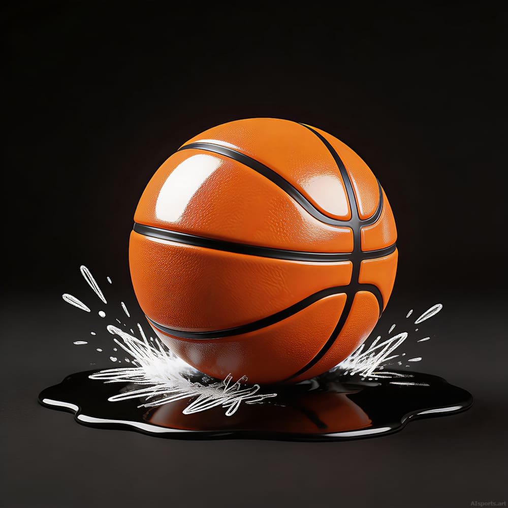 Sharpie Splashed - Mixed Media 3D Art, 3D Sharpie Basketball Image, Digital Basketball AI Art
