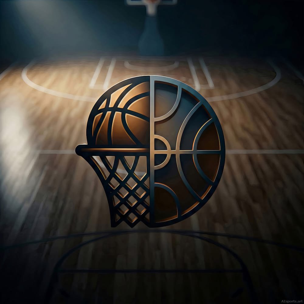 Court Logic Logo - Basketball 3D Art, Minimalism 3D Image, Digital Basketball AI Art