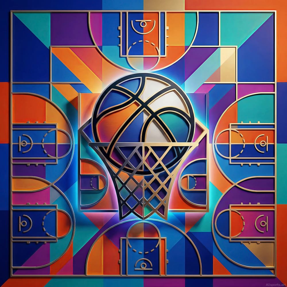 Basketball Mandala - Geometric Pop Art, 3D Basketball Image, Digital Basketball AI Art