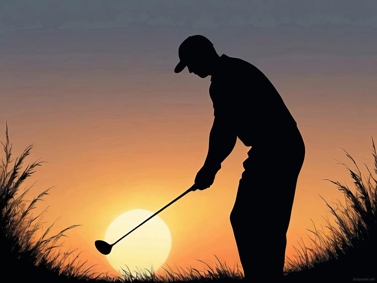 Sunset Fairway - Golf Silhouette AI Art, Digital Vector Image, Digital Golf AI Art