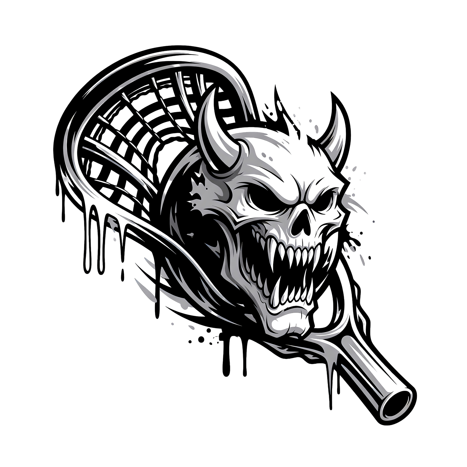 Beast Stick - High-Contrast Lacrosse Vector Image, Comic Book Art, Digital Lacrosse AI Art