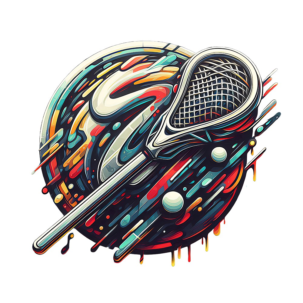 Orbiting the Mesh - Circular / Radial Composition Lacrosse Art, Neo-Pop Graffiti Image, Digital Lacrosse AI Art