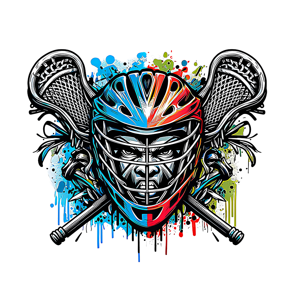 Lacrosse Sentinel Logo - Symmetrical Emblem Art, Hyper-Realistic Inking Image, Digital Lacrosse AI Art