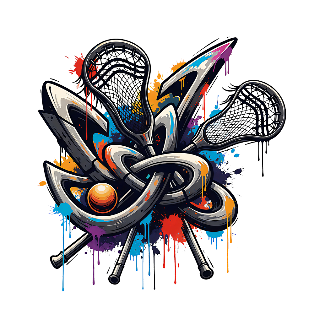 Tangled Iron - Lacrosse 3D Vector AI Art, Splatter & Drip Graffiti Image, Digital Lacrosse AI Art