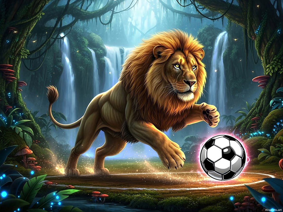 King Stopper - Jungle Animal Soccer AI Image, Enchanted Wildlife Realism Art, Digital Soccer AI Art