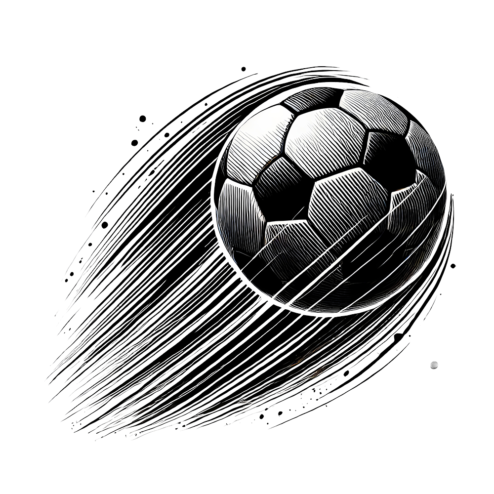Etched Express Ball - Soccer Hatching & Cross-Hatching AI Image, Comic Book / Manga Ink Art, Digital Soccer AI Art