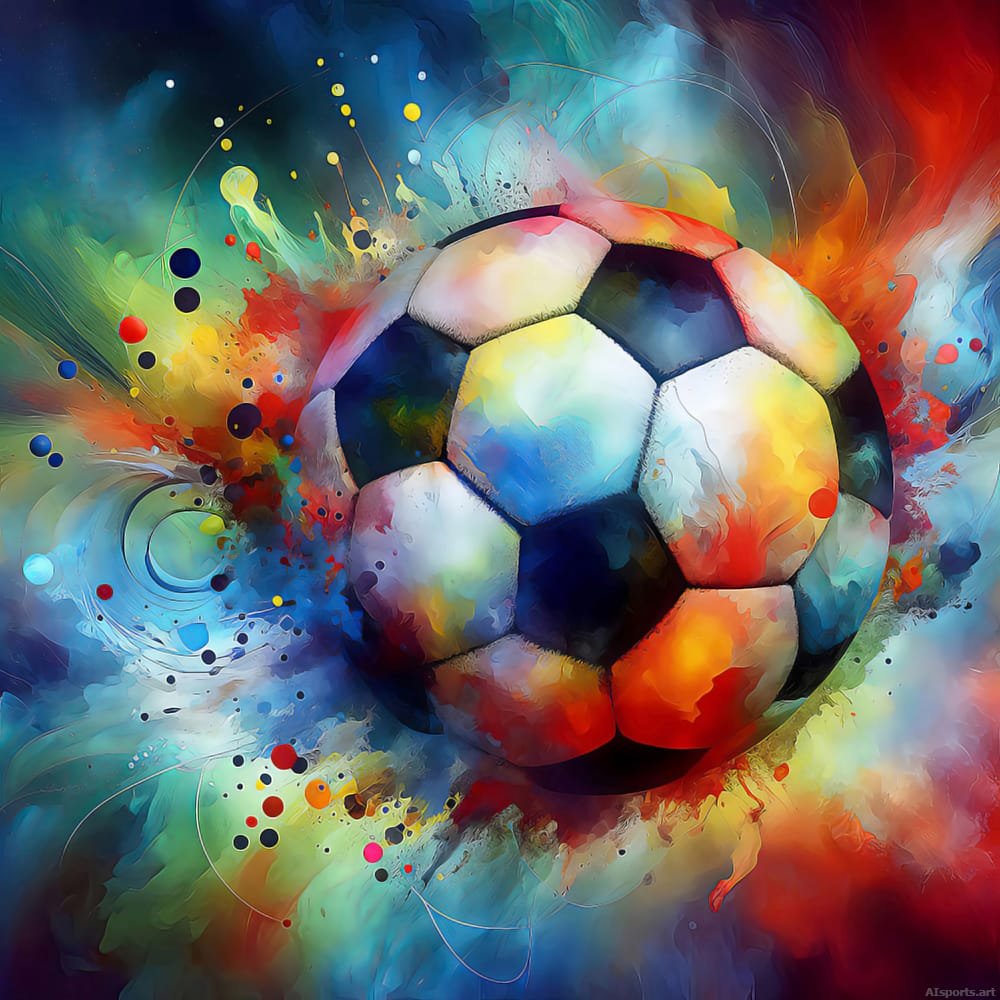 Expressionist Soccer Ball - Abstract Expressionism AI Image, Digital Mixed Media Art, Digital Soccer AI Art