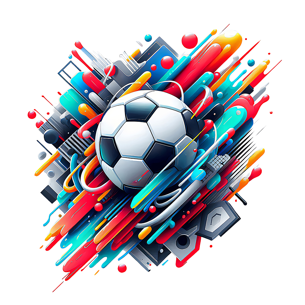 Soccer Sonic Shapes - Modern Design & Neo-Pop AI Image, 3D Flat-Design Fusion Art, Digital Soccer AI Art