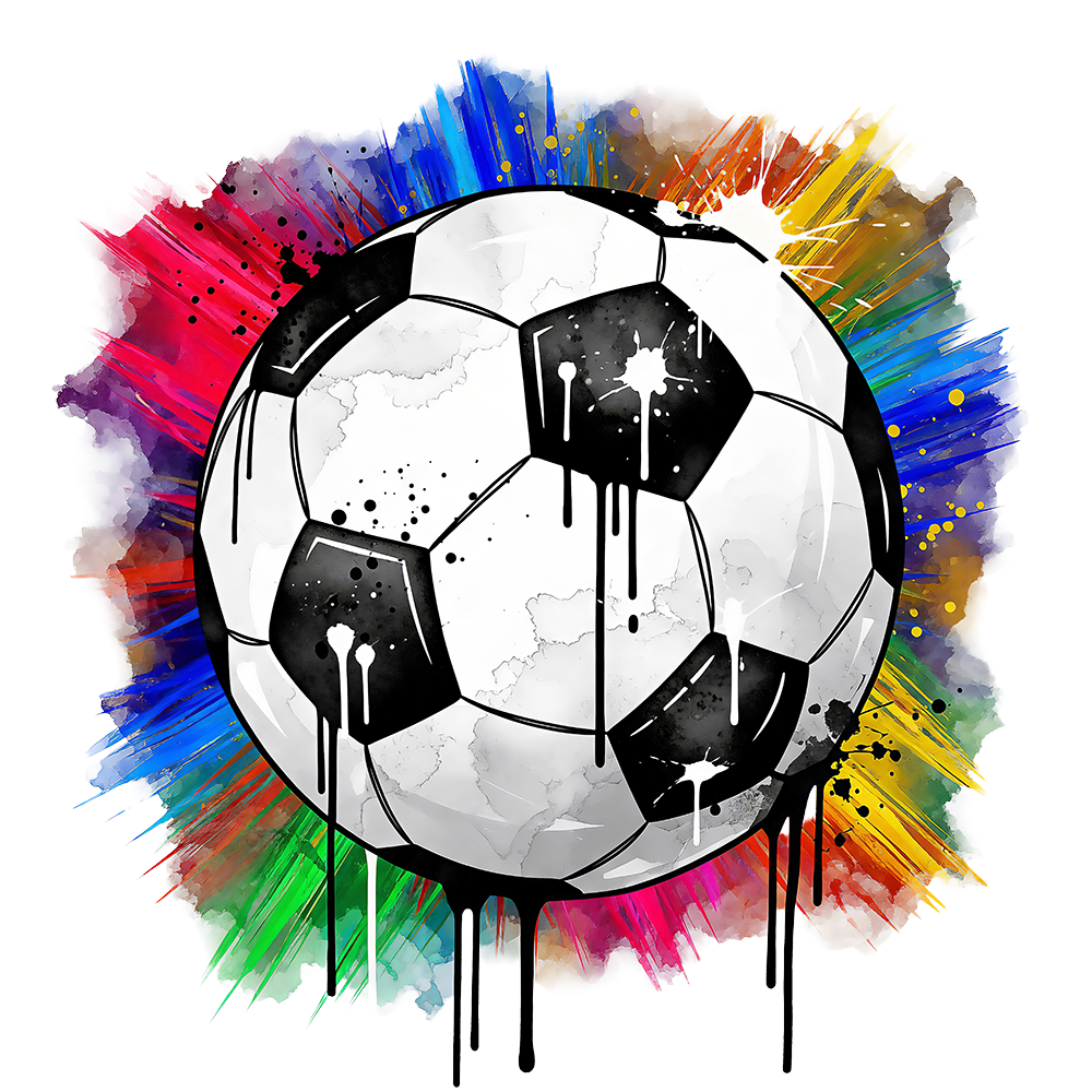 Soccer Splatter - Street Art / Graffiti AI Image, Watercolor / Action Art, Digital Soccer AI Art