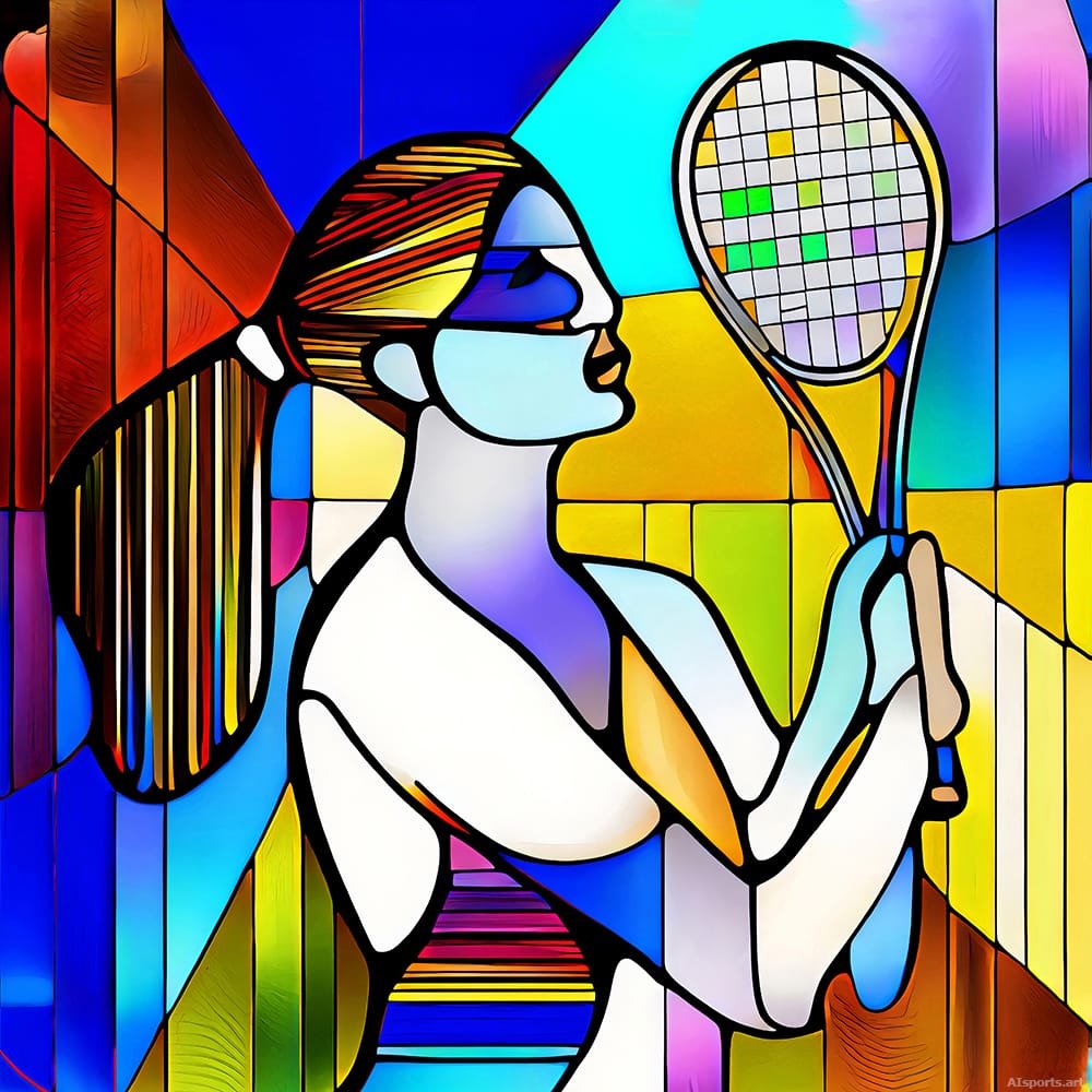 Symphony in Lead and Color - Modern Stained Glass Soccer AI Image, Fauvism / Pop Art, Digital Tennis AI Art