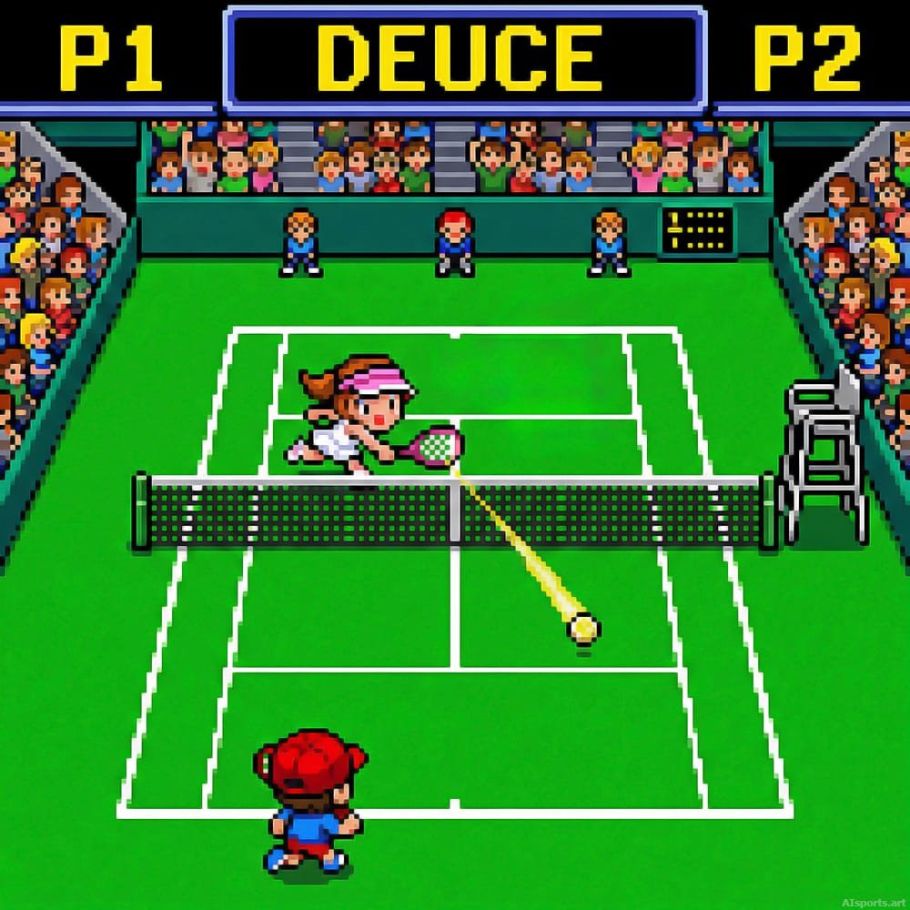 16-Bit Point - Retro Gaming AI Image, Tennis Pixel Art, Digital Tennis AI Art