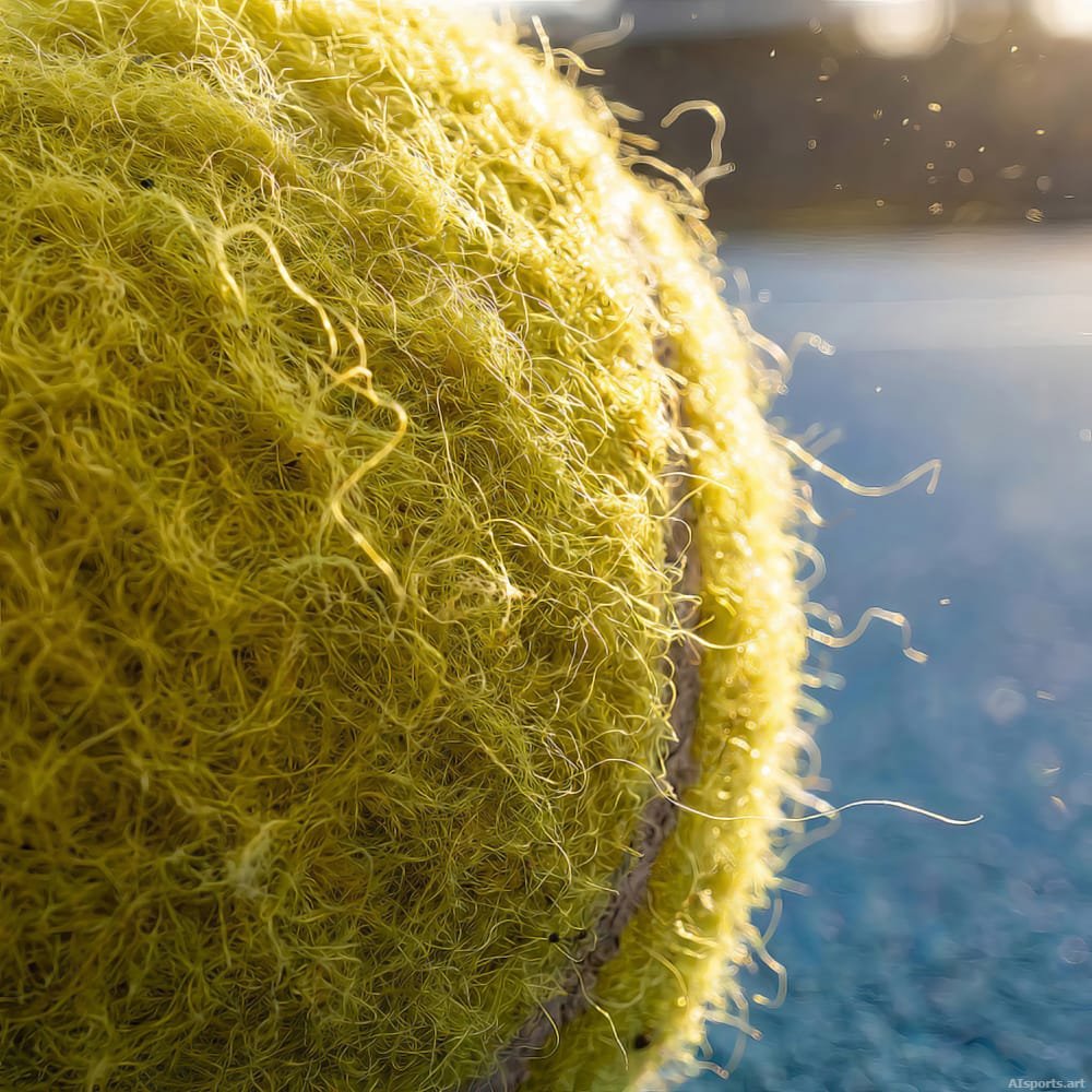 Court Level View - Cinematic Macro Digital Realism AI Image, Extreme Macro Perspective Art, Digital Tennis AI Art
