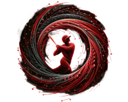 Red Coiled Power - Digital Baseball Dynamic Abstraction AI Art