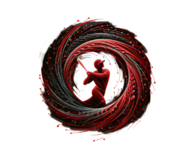 Red Coiled Power - Digital Baseball Dynamic Abstraction AI Art