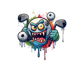 Angry Drippin' Golf Ball - Digital Golf Logo / Paint / Graffiti AI Art