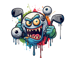 Angry Drippin' Golf Ball - Digital Golf Logo / Paint / Graffiti AI Art