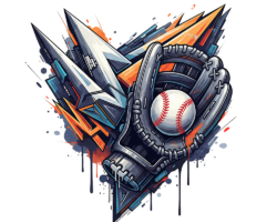 Chrome Catcher - Modern Vector Illustration, Graffiti and Abstract Geometric Digital Baseball AI Art