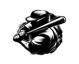 Midnight Slugger - Digital Vector Logo Illustration, Baseball AI Art