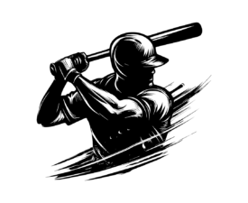 Silhouette Swinger - Negative Space, High-Contrast Logo Illustration Baseball AI Art