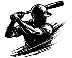 Silhouette Swinger - Negative Space, High-Contrast Logo Illustration Baseball AI Art