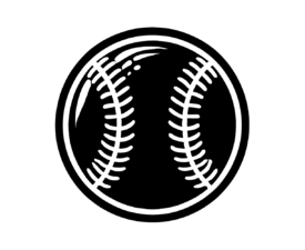 Basic Baseball Icon - High-Contrast / Silhouette, Stencil Art Icon, Baseball AI Art