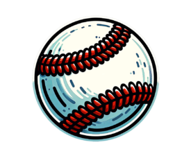 Iconic Hardball - Sticker Art / Spot Illustration, Thick Line Icon Art, Shaded Baseball AI Art