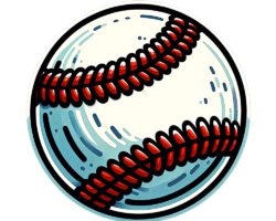 Iconic Hardball - Sticker Art / Spot Illustration, Thick Line Icon Art, Shaded Baseball AI Art