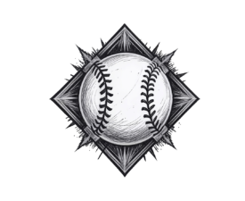 Etched Diamond Ball - Pen and Ink / Graphite Sketch, Graphic Design / Logo Art, Digital Baseball AI Art