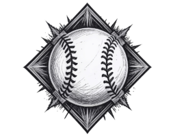 Etched Diamond Ball - Pen and Ink / Graphite Sketch, Graphic Design / Logo Art, Digital Baseball AI Art