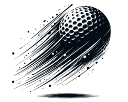 In Fluid Flight - Dynamic Ink Illustration or Sumi-e Inspired Action Art, Digital Golf AI Art
