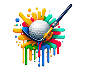 Splash & Drip Golf Design - Graffiti / Street Golf Art, Vibrant / Neon Sticker, Digital Golf AI Art