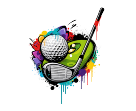Graffiti Splash Golf Logo - Vibrant Pop Art Image, Ink Splatter & Watercolor Logo, Digital Golf AI Art
