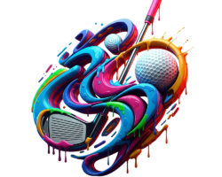 Groovy Splashed Golf Design - 3D Abstract Image, Fluid / Liquid Art, Graffiti / Street, Digital Golf AI Art