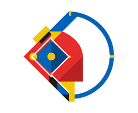 GeoPrime Field - Geometric Baseball Image, Primary Color Art, Digital Baseball AI Art