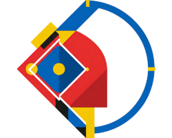 GeoPrime Field - Geometric Baseball Image, Primary Color Art, Digital Baseball AI Art