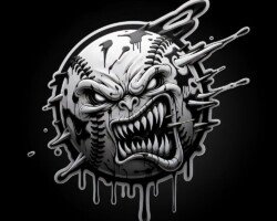 Nasty Knuckleball - Skate Graphic / Lowbrow Baseball Image, Sticker Art, Digital Baseball AI Art